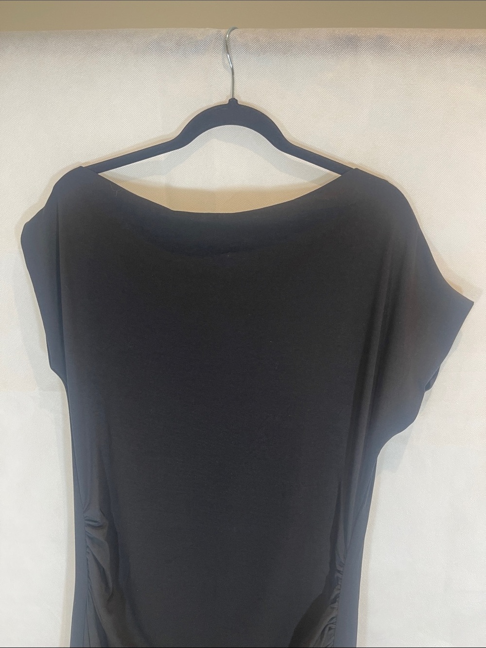 MNGO = XL , Black Draped Cap-Sleeve Women’s Dress - Picture 3 of 13